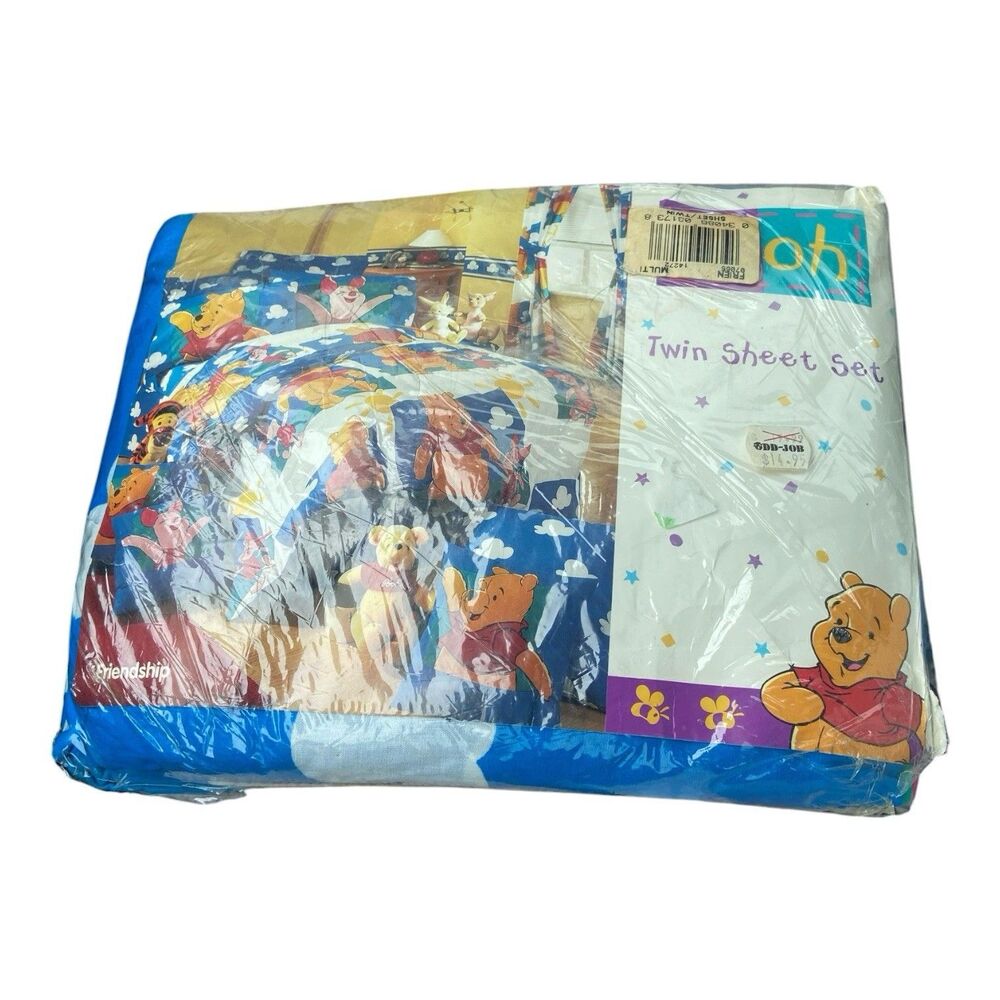 New Old Stock Winnie Pooh Full Sheet Set Friendship Cotton Blend Vintage Disney